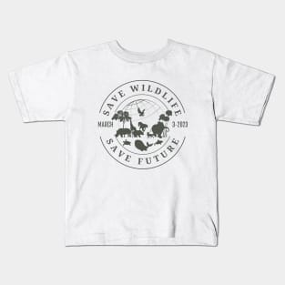 world wildlife day, save wildlife save future Kids T-Shirt